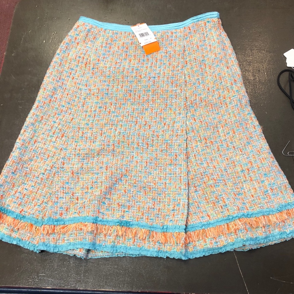 NWT Cynthia Steffe skirt size 6 Aqua Orange Tweed